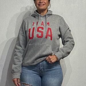 Team USA Gray Fleece Olympics National Team Pullover Hoodie Sz L